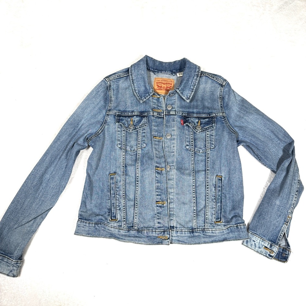 Levi's Original Trucker Jacket Womens XL Blue Denim Western Classic Button Front